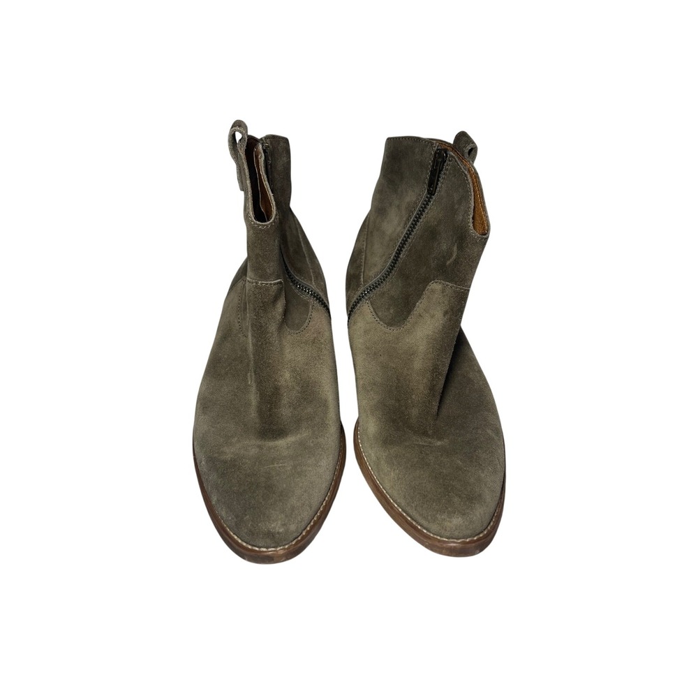 Madewell‎ Suede Boho Western Side Zip Ankle Boots Women's Size 9 Olive Taupe
